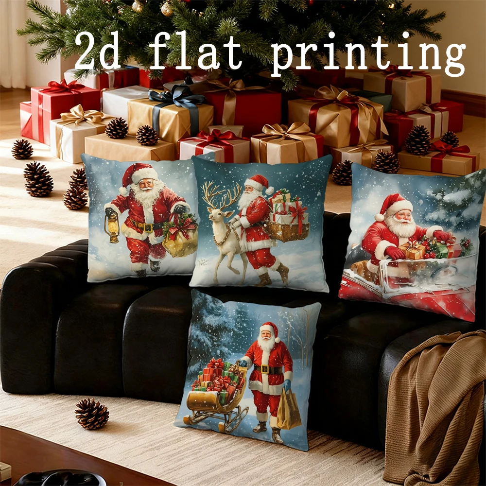 

Home Decor Santa Claus Christmas Gift Pillow Covers Pattern Cushion Cover Suitable for Sofa Bedroom Car Pillow Cover