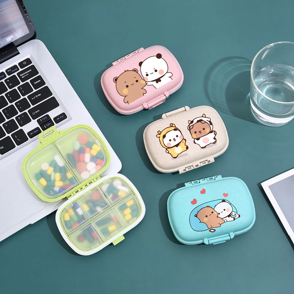 

Bubu Dudu Portable Pills Organizer Case Yier Bear Panda 8 Grids PillBox Tablet Storage Container Travel Pill's Box Pill Case