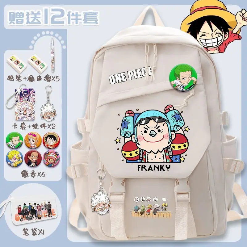 One Piece New Cartoon Student Schoolbag Casual and Lightweight Shoulder Pad Large Capacity Children's Stain-Resistant Backpack