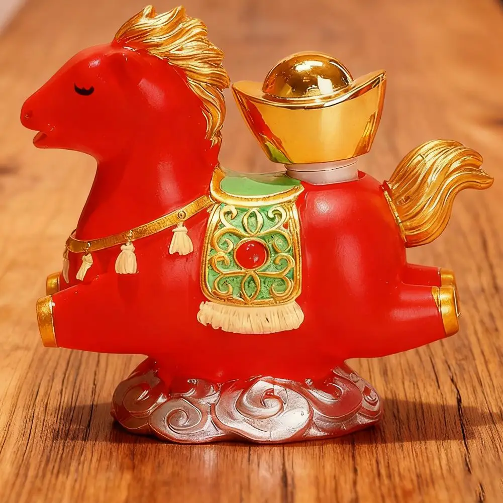 Estatua del año chino del caballo, transferencia creativa, lingote de bolsa de la suerte con parte trasera del caballo, se puede girar, regalos de decoración de Año Nuevo, 2026
