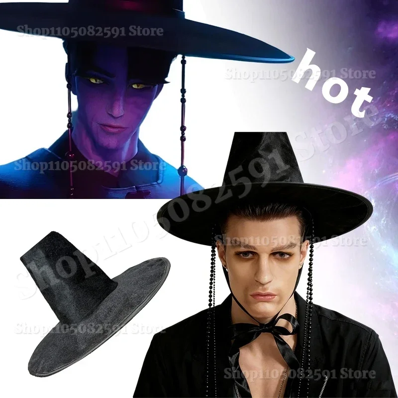 

Role-playing Hat Ming Dynasty Traditional Korean Flat Topper Hat Wide Brim UV Protection Black Halloween Cosplay Costume Cap
