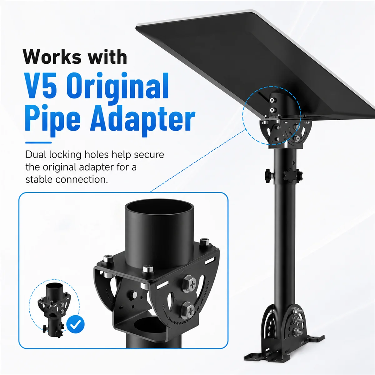 Starlink V5 Roof Mount,160° Tilt Adjustable,Wall&Pole Mounting Kit,Heavy-Duty Metal  Support, For Starlink Gen 5 Install Bracket