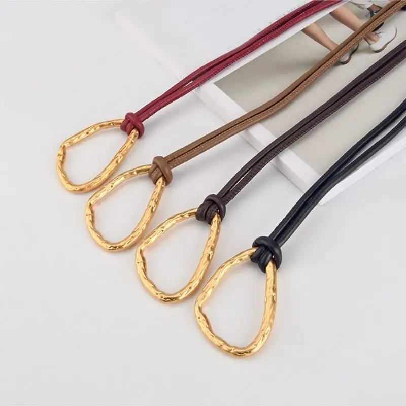 A52E Stylowa talia Cincher Prosty krawat Złote klamry Paliw do swobodnego cosplay