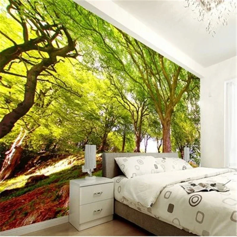 beibehang 3d mural wallpaper New scenic woods 3d stereoscopic wallpaper background paved the living room sofa 3d photo wallpaper