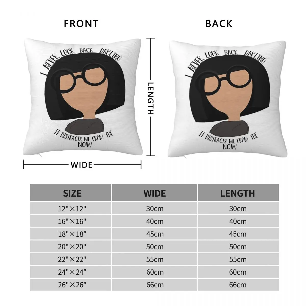 Incredibles Edna Mode Never Look Back Square Pillowcase Polyester Linen Velvet Printed Zip Decor Sofa Seater Cushion Cover