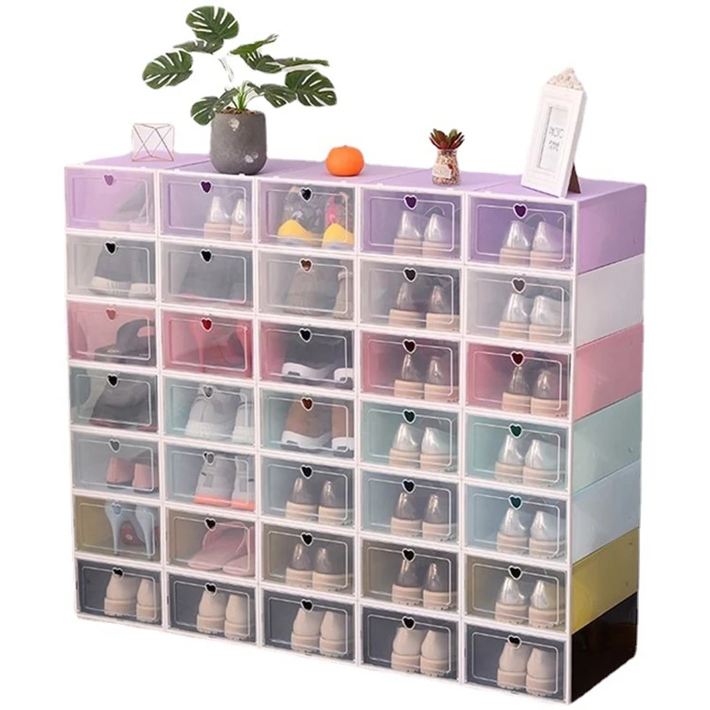 

Складная коробка для обуви (6/12/24 шт.), портативная, штабелируемая, пыле- и влагозащитная, подходит для домашнего использования