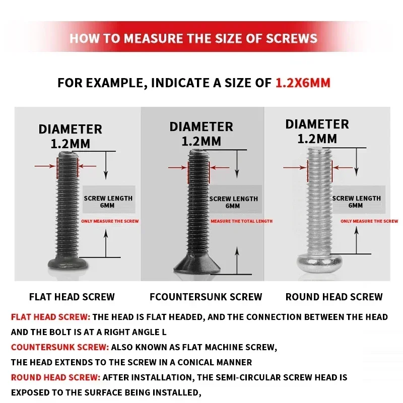 M1.2 M1.4 M2 Screw Set, Laptop Screw Kit for Repair Computer Electronic Cross Self Tapping Screw Set Kit Box