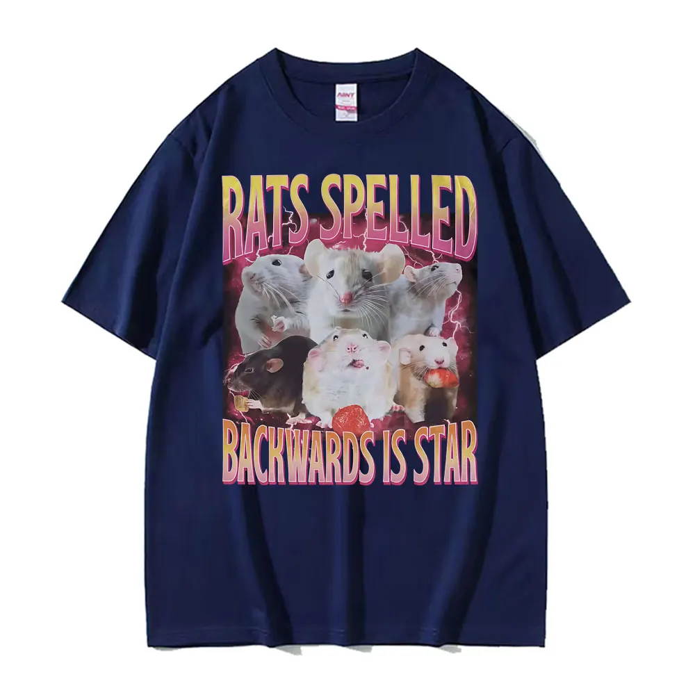 Funny Rats Spelled Backwards Is Star Printed T-shirts Fashion Short Sleeve T Shirt Men Women Casual Oversized T-shirt Streetwear
