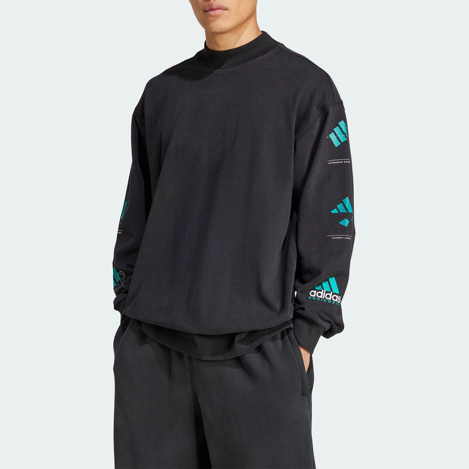 Adidas oficial genuino EQT GFX TEE LS camiseta de manga larga con cuello redondo para hombre JN4849