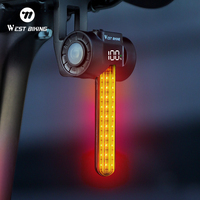 WEST BIKING Bicycle Taillight Power Display Intelligent Sensing Navigation Bike Rear Light Type-C Charging LED MTB Bike Light
