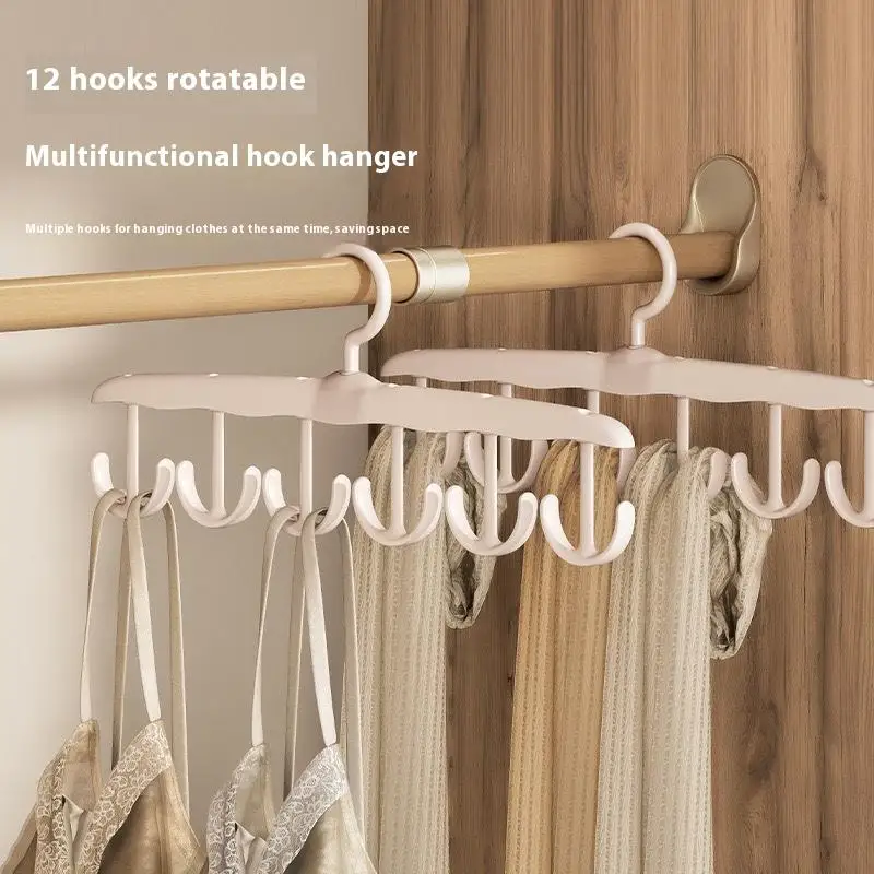 12-Hook Rotating Hanger Hook Space-Saving Closet Organizer Rack For Ties Belts Underwear Portable Home & Dorm Storage