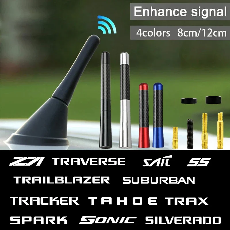 8CM 12CM Alloy Car Antenna Radio Auto Accessory for Chevrolet Z71 Badge TRAVERSE SAIL SS TRAILBLAZER SUBURBAN TRACKER TAHOE TRAX