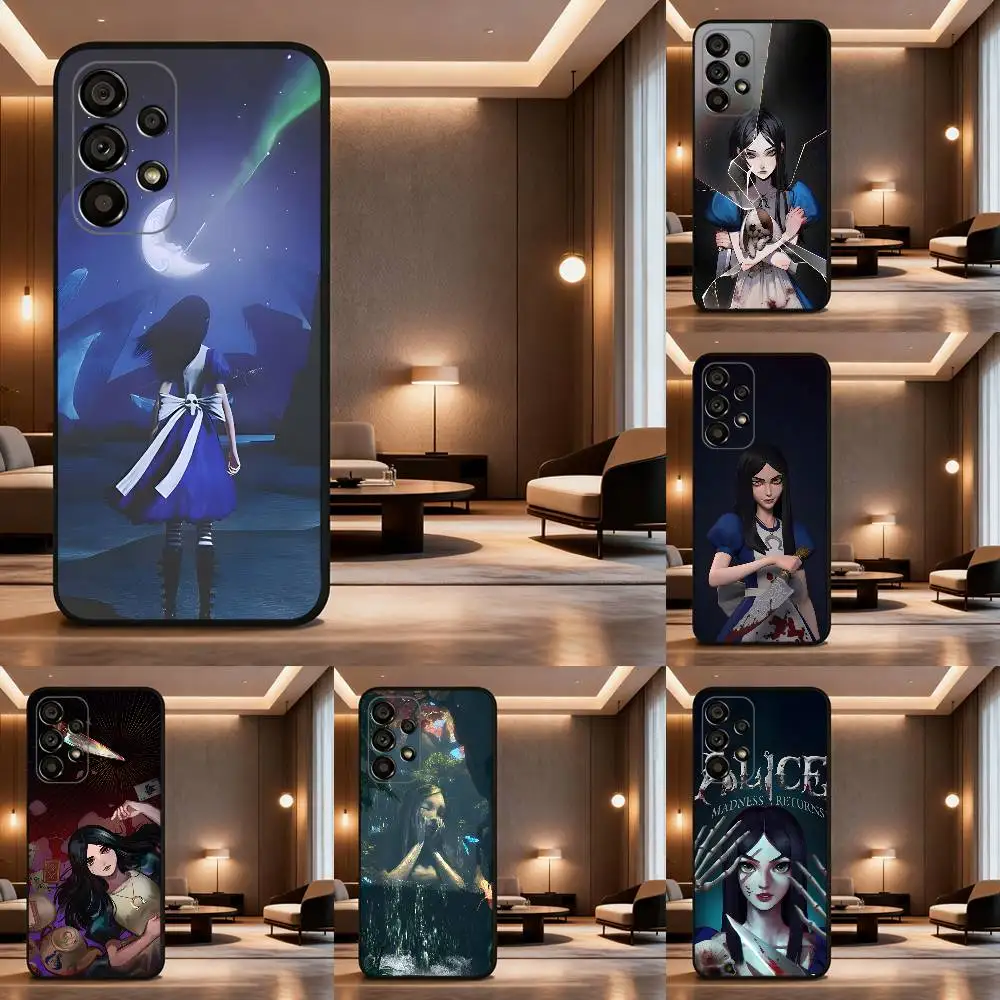 

Game A-Alice Madness Returns Phone Case For Samsung Galaxy A73,31,32,72,41,53,52,71,22,5G,Note,J7,8,9 Soft Black Cover