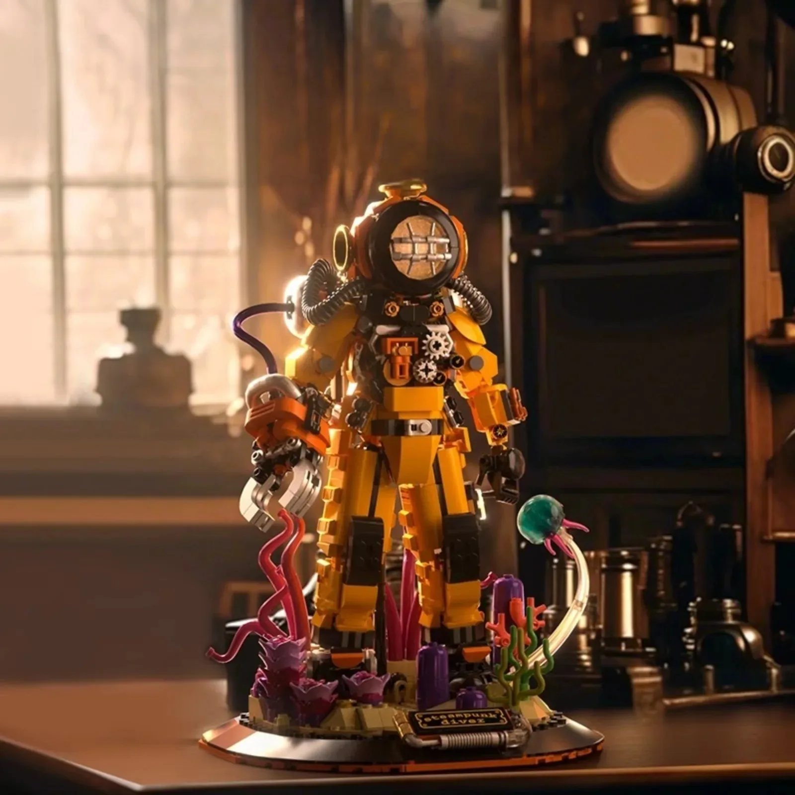 Steampunk Diver Building Blocks Model Kit - Mechanical Decor Gift for Adults