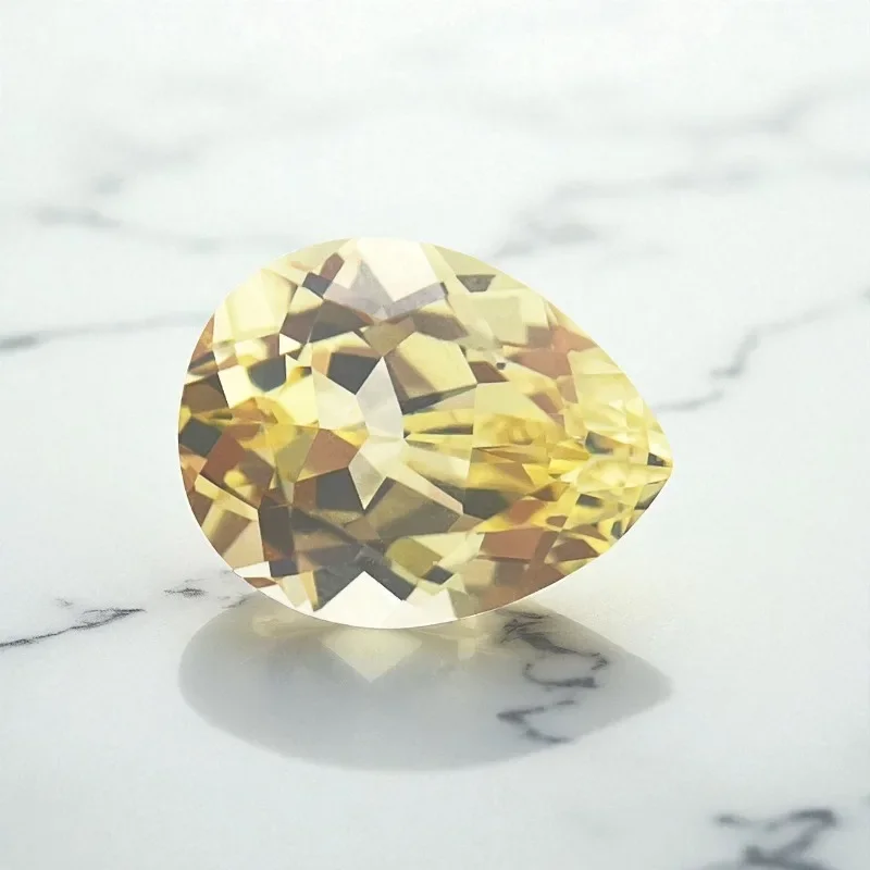 High Quality Lab Grown Sapphire Pear Cut Yellow Color DIY Charms Jewelry Making Main Materials Selectable Certificate