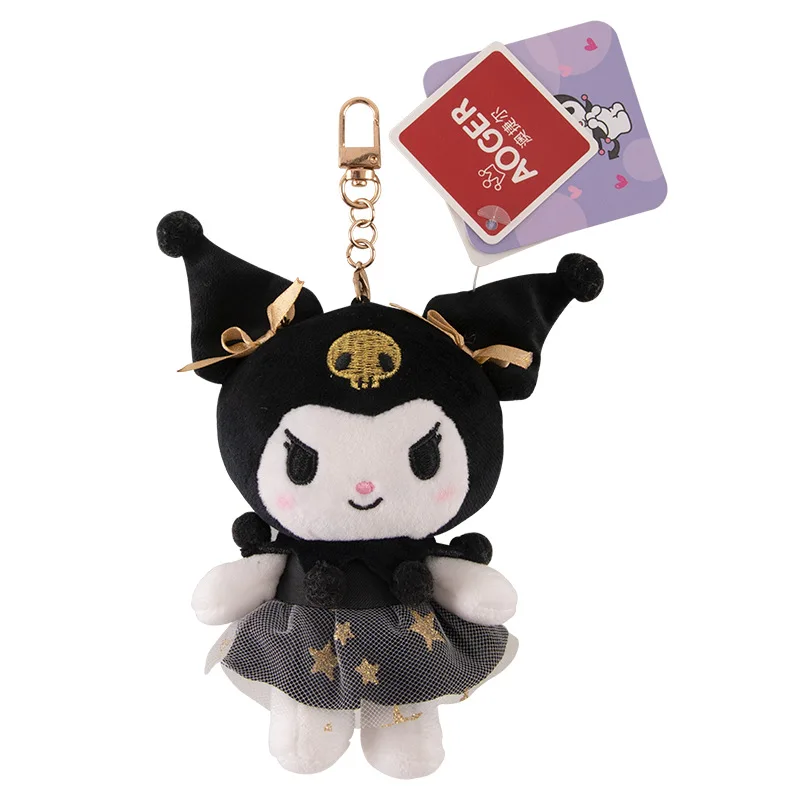 

Sanrio Black Gold Style Hellokitty Melody Kuromi Cinnamoroll Cartoon Plush Keychains Girls Backpack Car Stuffed Toy Pendant