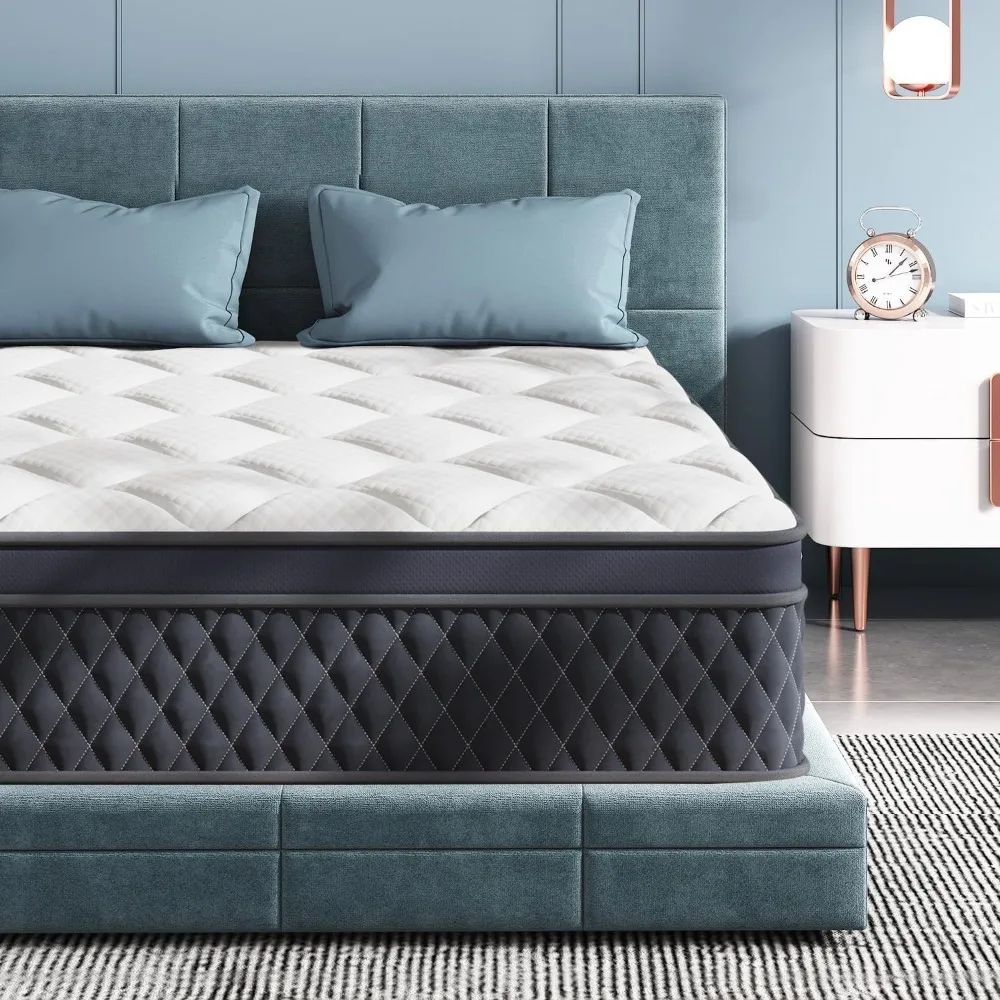 

Mattresses,Pressure Relief Pocket Springs for Motion Isolation, Medium Firm Support,Fiberglass Free Full Mattress,12 Inch Hybrid