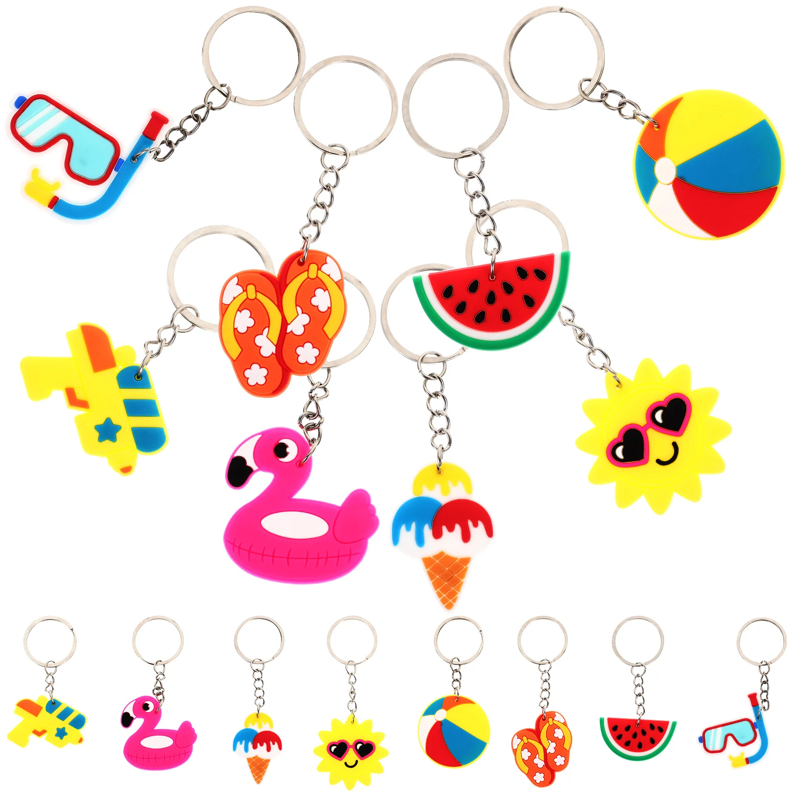 

16 Pcs Hawaiian Keychain Lightweight Portable Cartoon Design Decorative Pendant for Keys Bags Gifts Party DIY Decoration