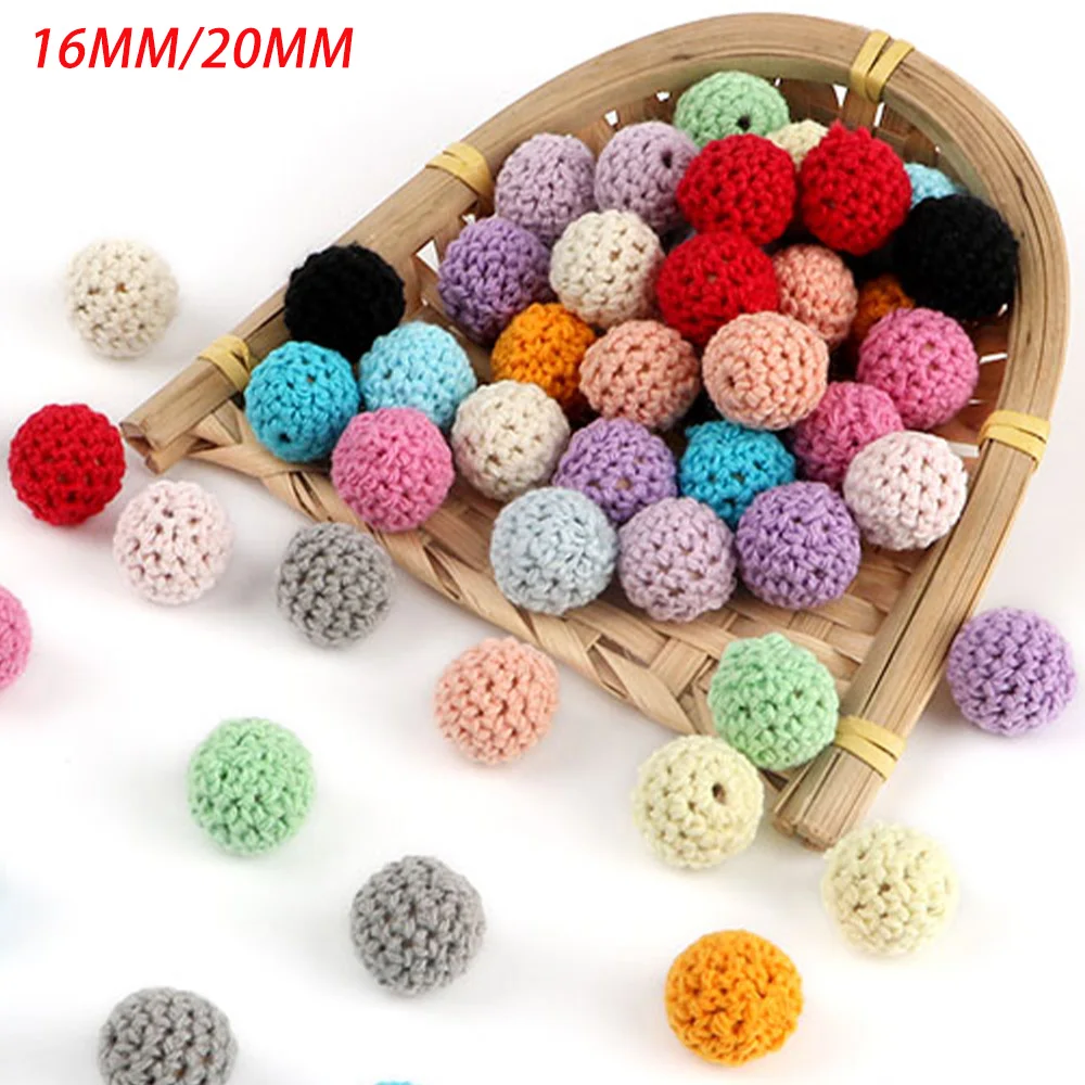 16/20MM Knitting Crochet Round Wooden Beads 20Pcs/Lot Handmade Ball DIY Necklace Jewelry Organic Teething Bracelet Beads