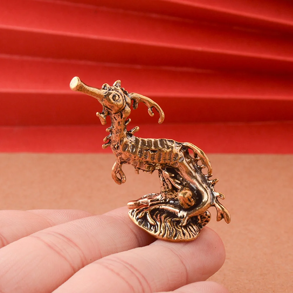 2 Pcs Marine Animal Ornaments Ocean Animals Seahorse Brass Figurine Decorations Tea Office