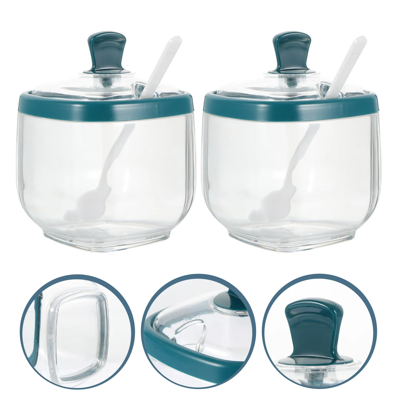 2 مجموعات حامل بهار التوابل تخزين جرة البلاستيك علبة توابل المطبخ تخزين جرة مع ملعقة مريحة للطهي #4