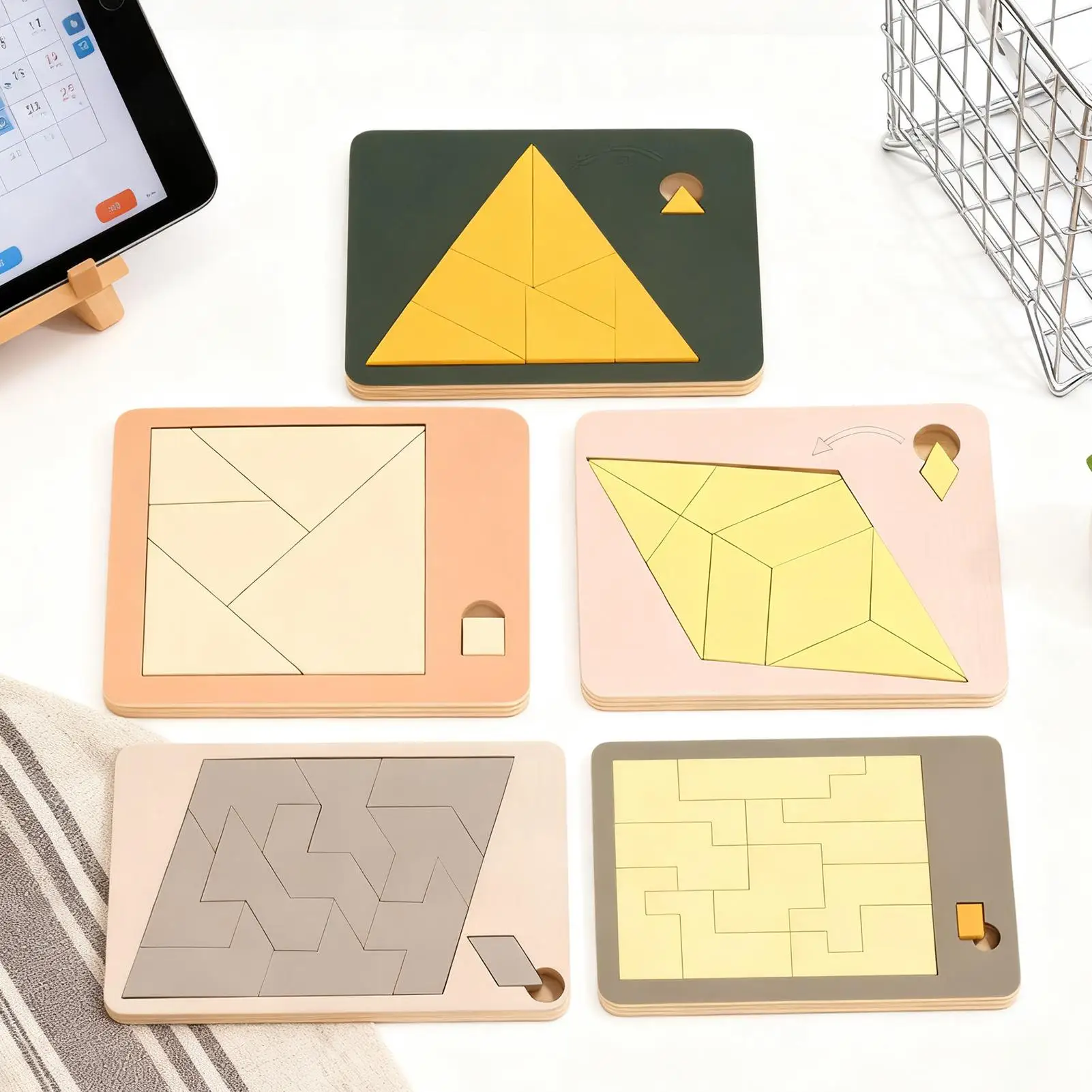 

Треугольная головоломка неправильной формы, красочная логическая тренировка, деревянный блок-головоломка, трехмерные геометрические головоломки Монтессори