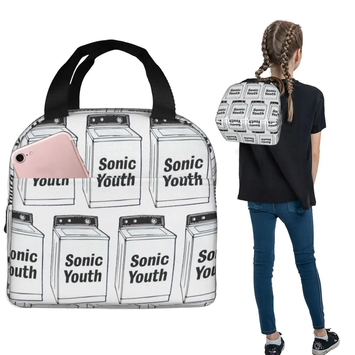 Sonic Youth Rock Band Punk Isolierte Lunchtasche für Damen und Kinder, auslaufsichere Lebensmittelboxen, Thermo-Lunchbox-Tragetasche