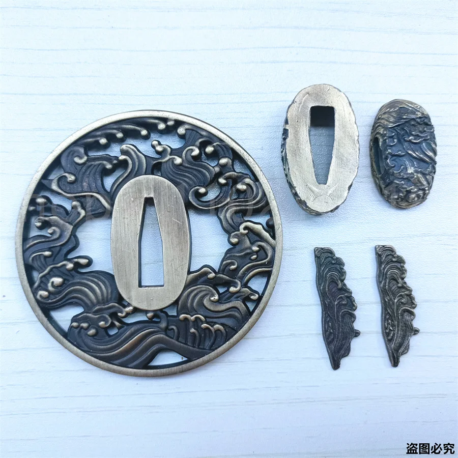 A Set Alloy Parts Tsuba Handguard Guard Fuchi Kashira Menuki For Real Japanese Japan Samurai Katana Sword Fittings New