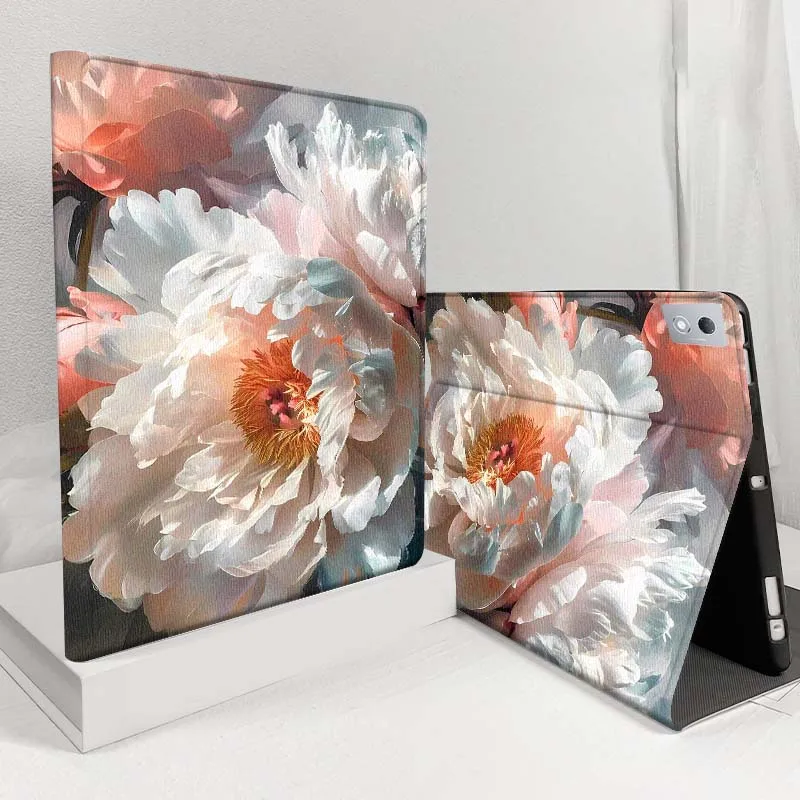 

Pink Peony Double Bloom For Lenovo Pad Legion Xiaoxin Tab Y700 K10 M10 P11 3rd Pro GT Plus Gen 5G Tablet Case