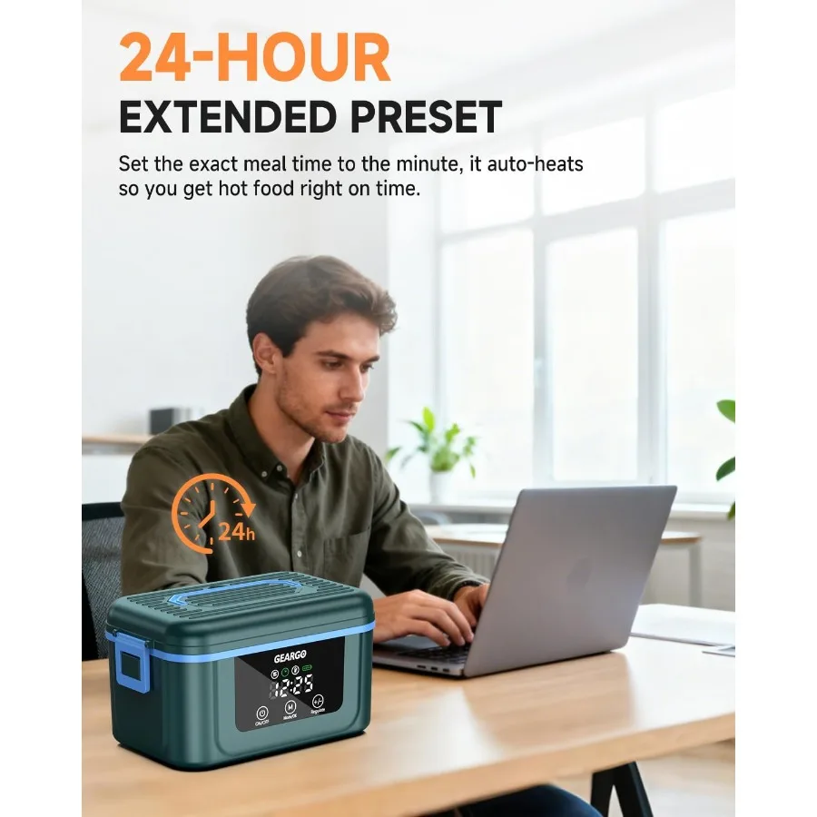 صندوق غداء كهربائي لاسلكي مطور لعام 2026 بقدرة 6.3 أكواب مع بطارية قابلة لإعادة الشحن بقدرة 20000 مللي أمبير في الساعة وتقنية تبريد كريستال ثلجي 24-Hou #3