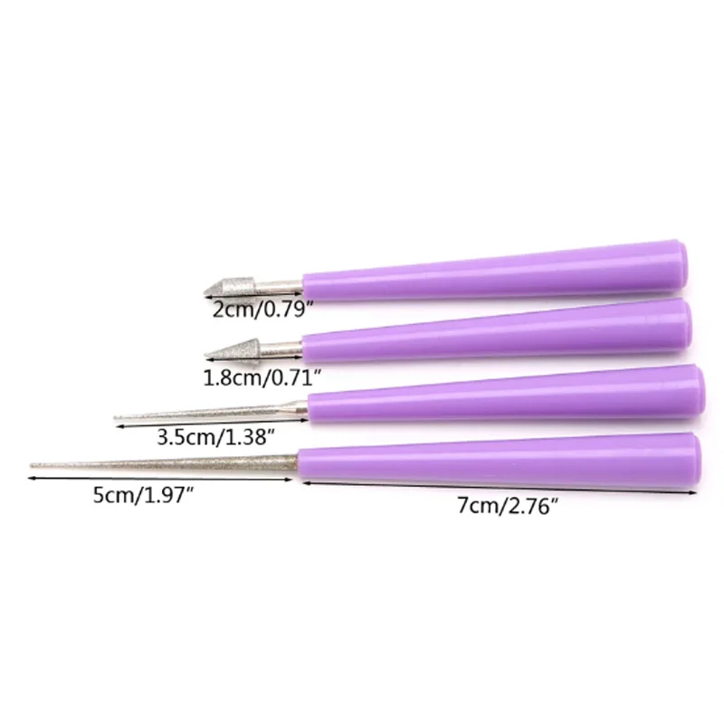 2/4Pcs Hole Enlarger Tools Pearl Glass Beads Tipped Reaming File Reamer Jewelry Tools Diamond Needle File Sets Beading