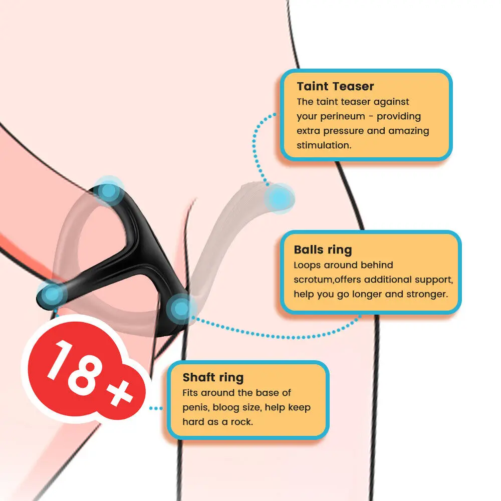 Cincin Penis silikon lembut cincin skrotum Perineum pijat terkunci Semen tertunda meningkatkan kekerasan produk seks pria