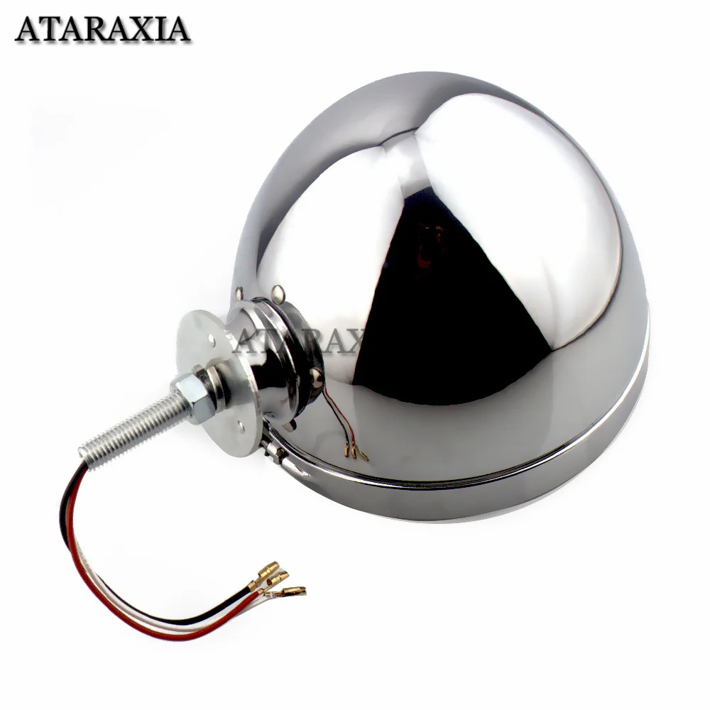 7 Inch Headlight Bucket  Universal Fit, Black Housing with Chrome Trim, Adjustable Mount Pivot, Includes Dedicated Ground Wire