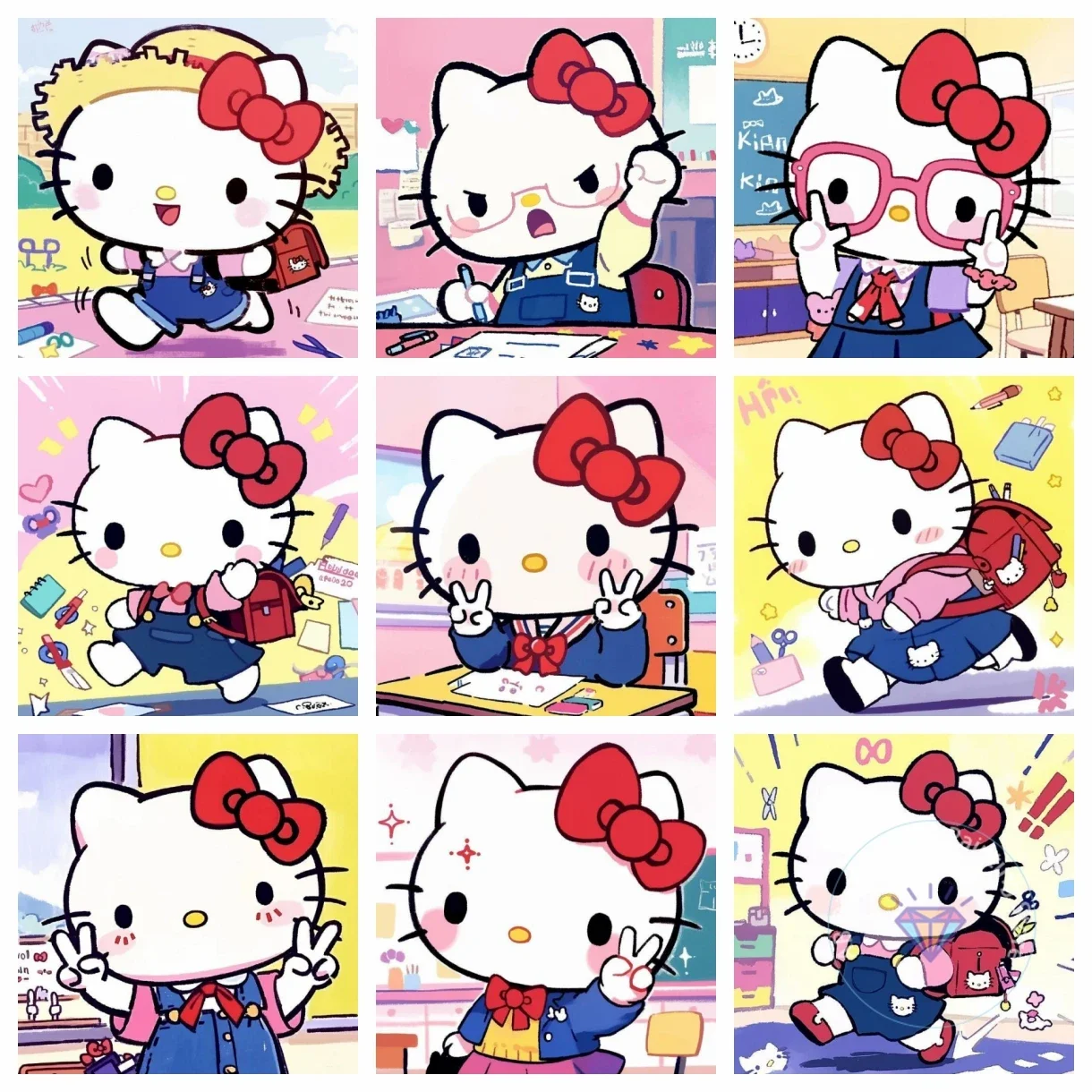 

Sanrio New Cute Hellokitty Student AB Diamond Painting Inlaid Diamond Embroidery 5DDIY Home Decoration Children's Gift