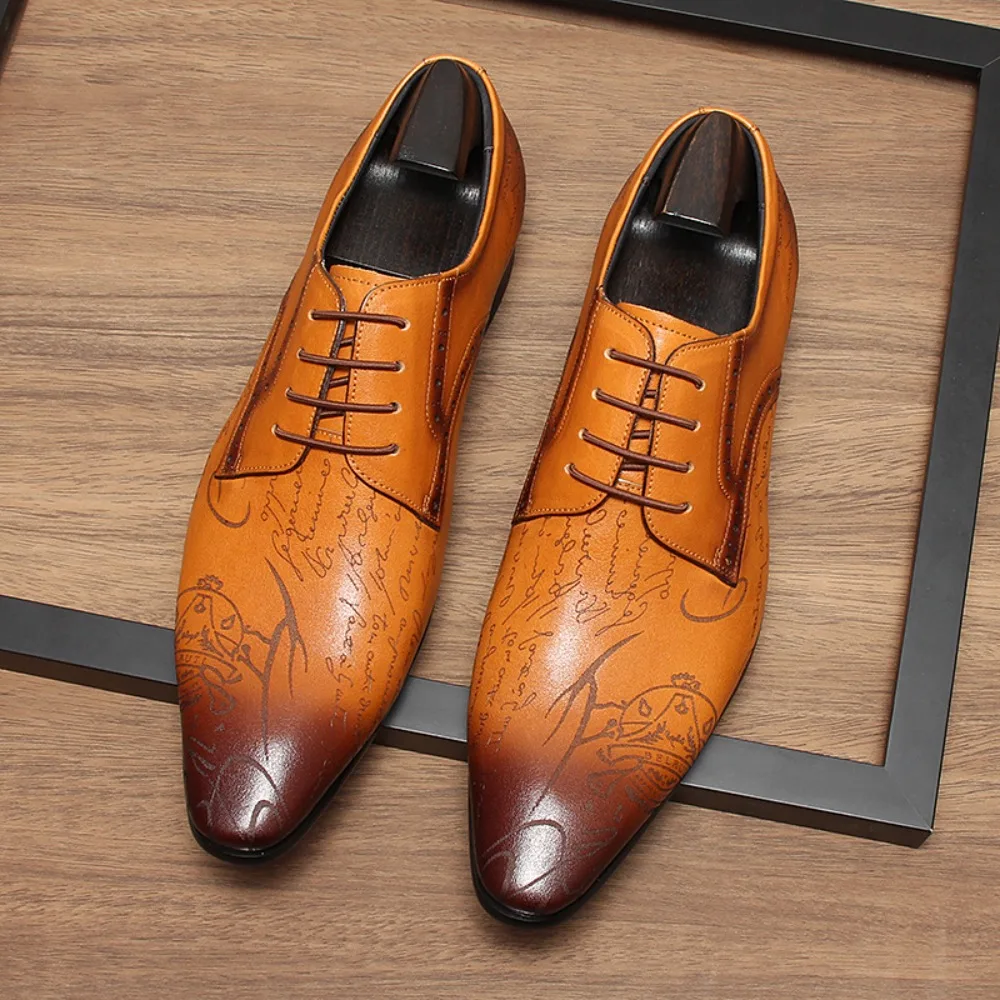 Classic Men Genuine Leather Dress Shoes Ltalian Big Size 37-45 Men Lace-up Oxfords Shoes Loafers Brand Man Business Casual Shoes