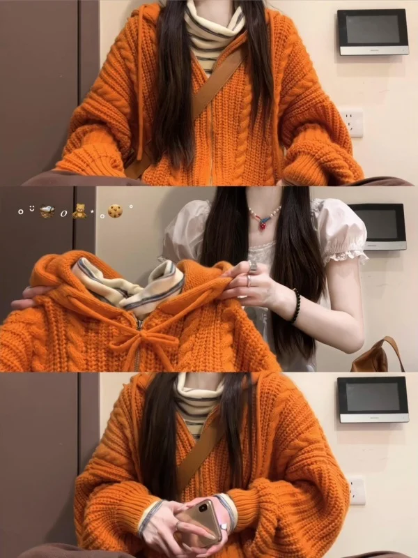 

Женский вязаный кардиган на молнии Lazy Sle: Новинка весенней коллекции, высококачественный трикотаж с узором «косы», удобный, повседневный, для работы и отдыха, модный.