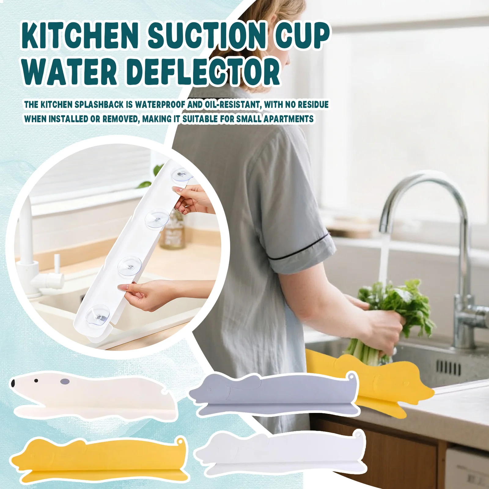 

Silicone Sink Splashes Guard - Cute Dog Shaped Water Splashes Guard For Kitchen Suction Sink Water Retaining Guard Water Guard