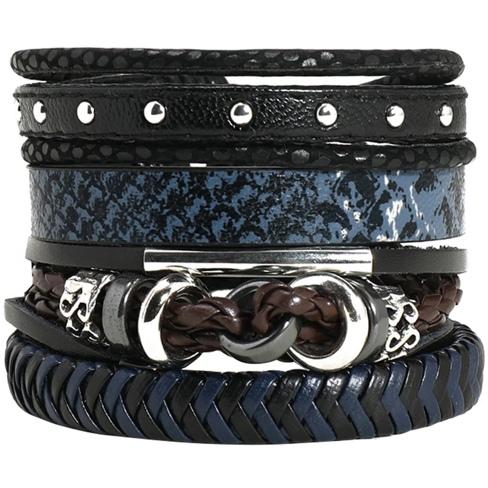 

4Pcs Adjustable Braided Bracelet Set Wristbands Headband Multi-layer Artificial Mens Women Gifts Accessories