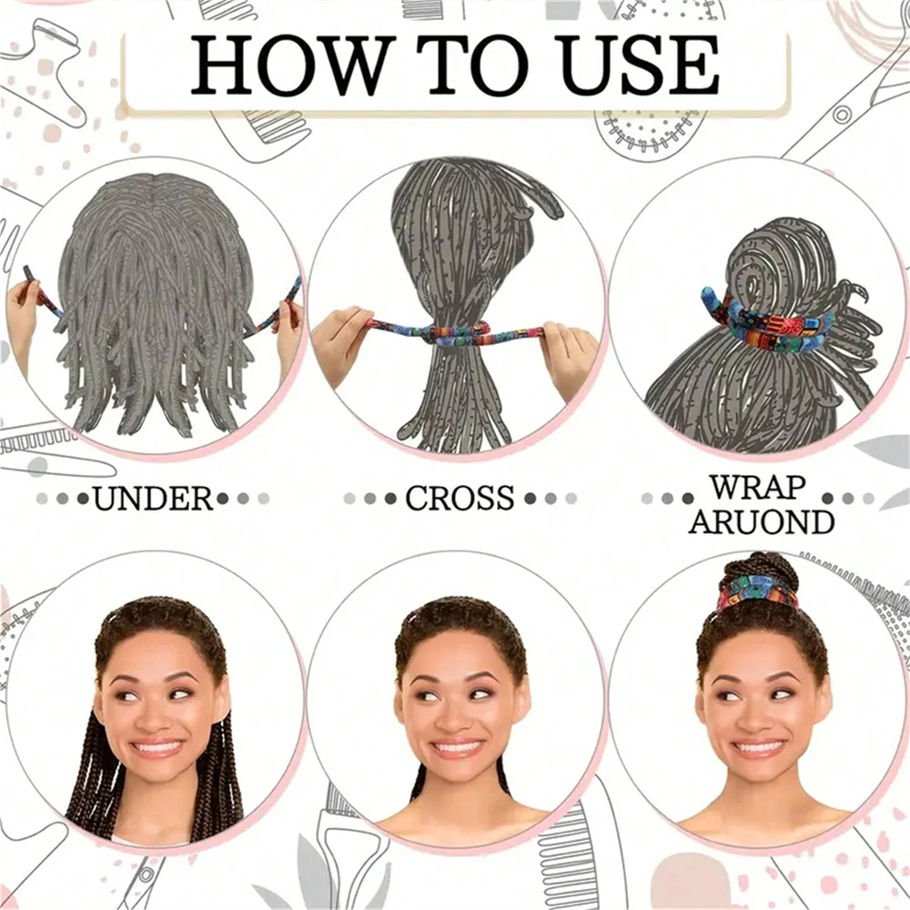 1 قطعة العصابات الشعر الملونة انحناء العصابات الشعر نمط العرقية الحبال العلاقات ذيل الحصان عقال المجدل طويل ذيل حصان دبوس الشعر Accessori #6