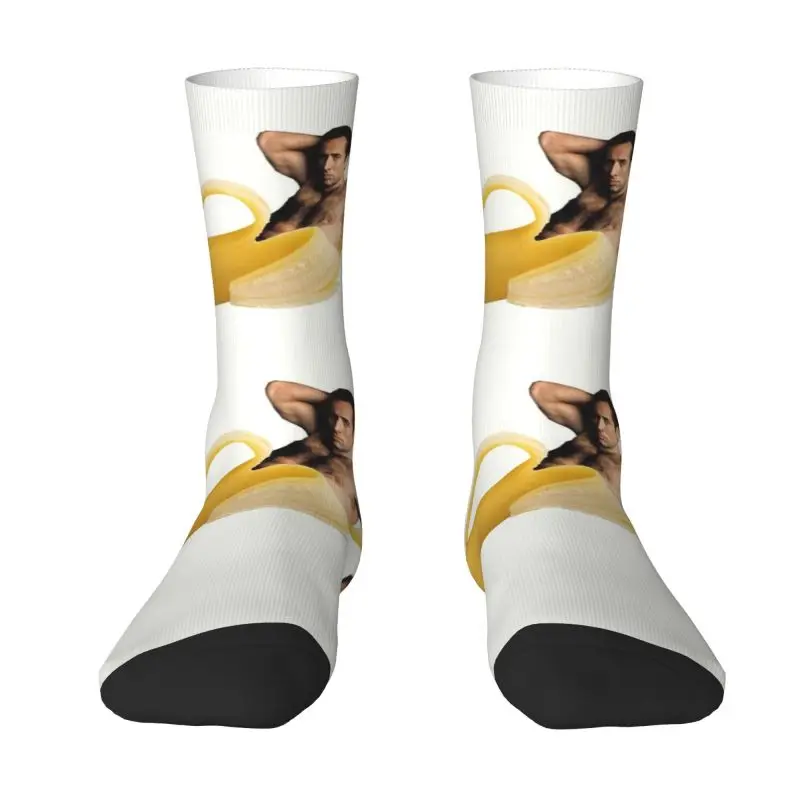 

Nicolas Cage In A Banana Men's Crew Socks Unisex Funny Funny Meme Spring Summer Autumn Winter Dress Socks