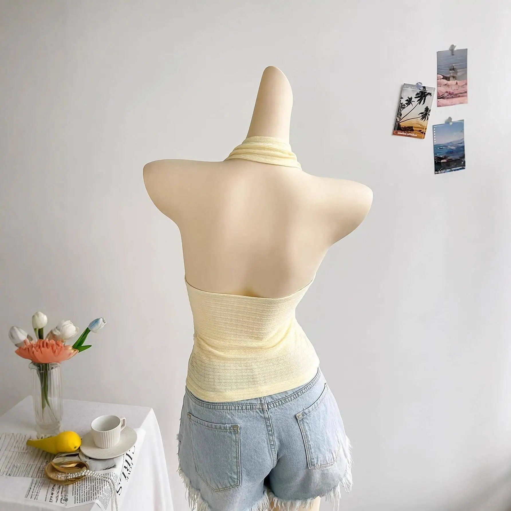Summer Design Sensation Metal Neck Hanging Slimming Holiday Style Strap Women's Vest Cross-Border Fashion Casual Color Block