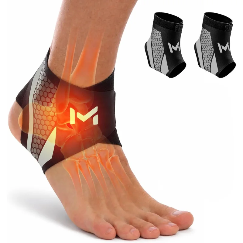 2Pcs Ankle Brace Compression Support for Men Women, Adjustable Lace-Up Ankle Stabilizer with Straps for Running, Basketball, Gym