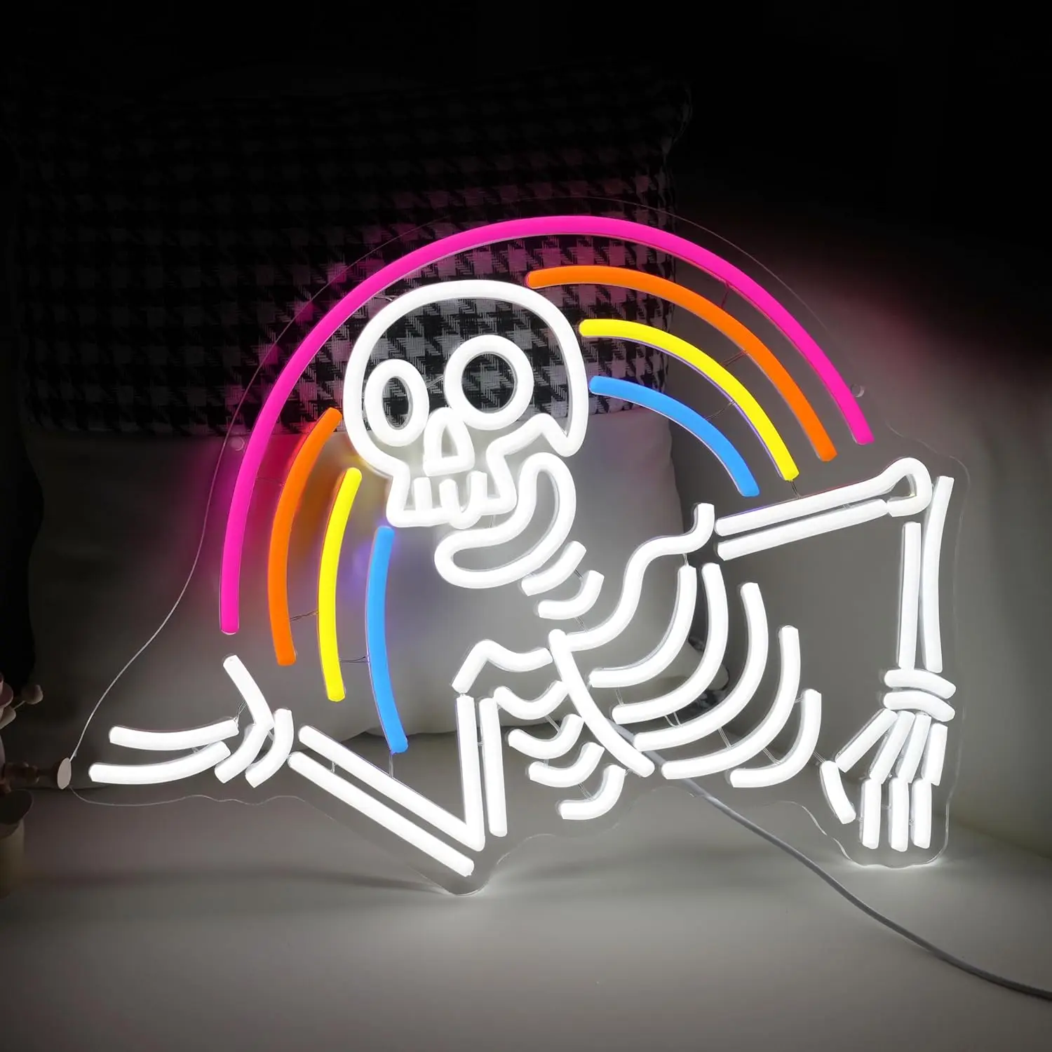 هالوين قوس قزح الهيكل العظمي النيون USB بالطاقة الجمجمة Led ضوء النيون لجميع القديسين حفلة عيد الميلاد غرفة نوم رجل الكهف لعبة الغرفة