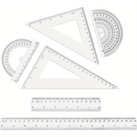 6-Piece Geometry Tools – Clear Plastic, Dual Measurements, Rulers, Protractor, Triangles
