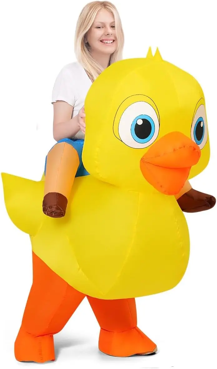 

Inflatable Duck Costume for Adults, Funny Halloween Party Outfit for Men and Women, 63" Blow-Up Suit