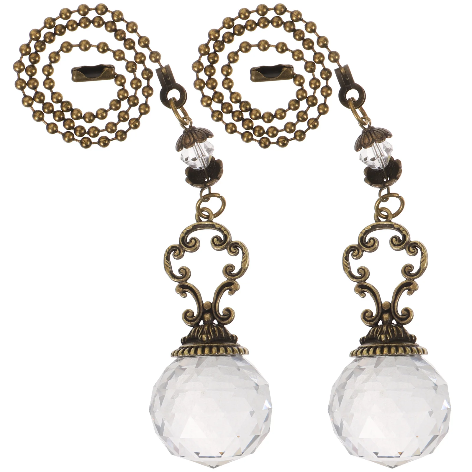 

2 шт. элегантный винтажный хрустальный потолочный вентилятор, подвеска-цепочка, простая установка, домашний декор, потолочный вентилятор, тянущая цепочка