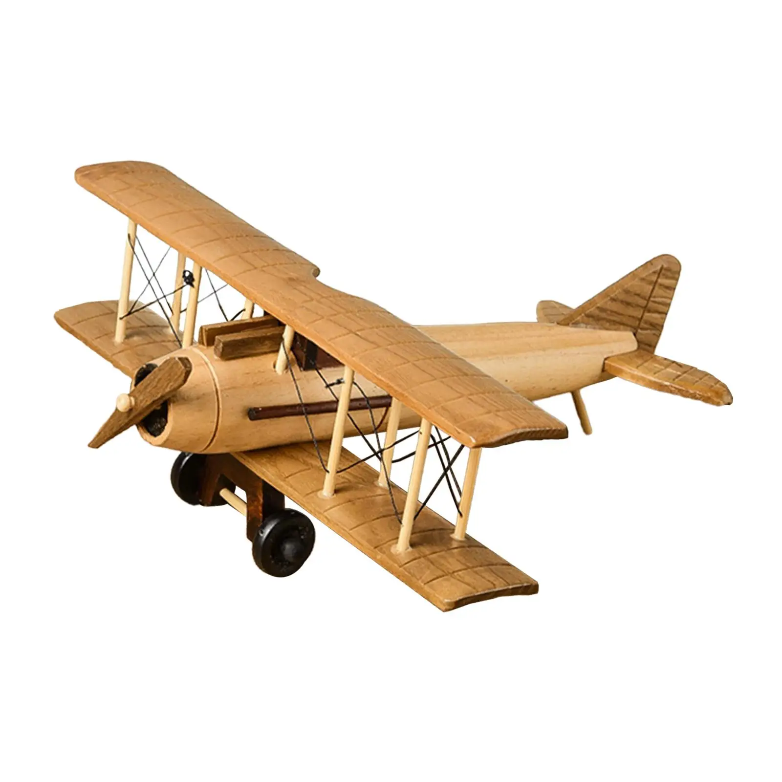 Collectible Plane Small Wooden Biplane Ornament for Study Livingroom Parties