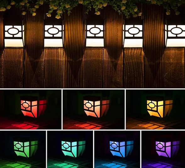 4 Pack Dual-Function Solar Wall Lights Waterproof Solar Lattice Lights for Patio Courtyard Deck Porch Garden Decor