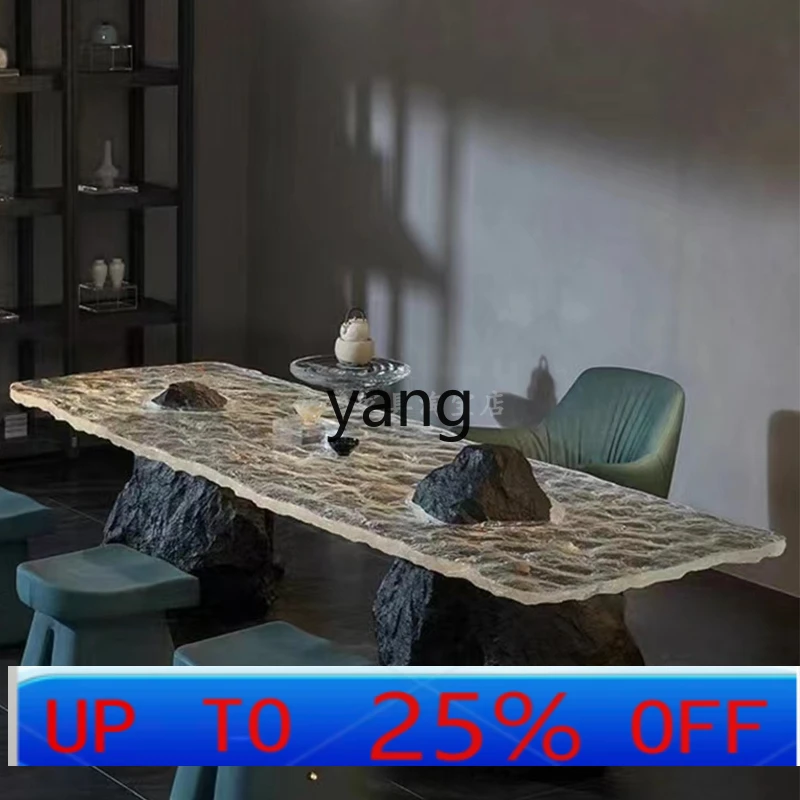 LMM Modern Simple Transparent Resin Tea Table Model Room Villa Hotel Sales Office Living Room Long Table