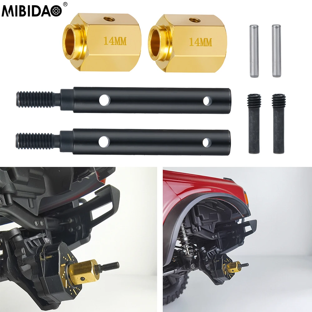 MIBIDAO Metal Portal Stub Axle Drive Gear Shaft & Brass Weights Wheels Hub Combiner For 1/10 TRX4 Bronco RC Crawler Car